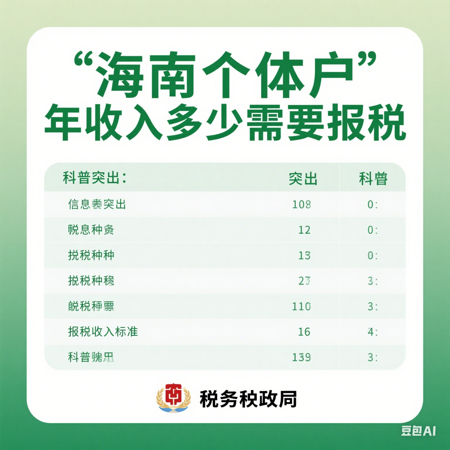 海南个体户年收入多少需要报税